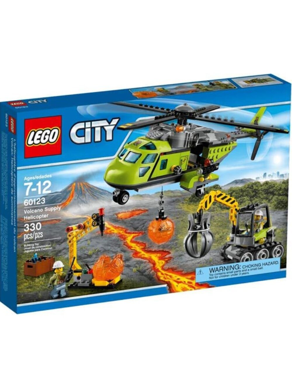 LEGO City 60123 Volcano Supply Helicopter – Retired Complete Set w/ Box & Instru